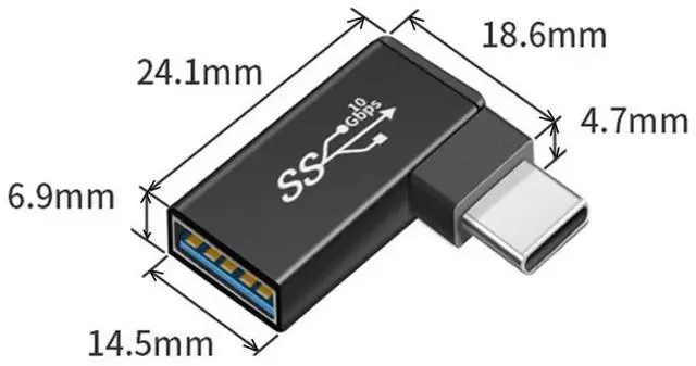 Alt view image 2 of 7 - JAENFONG 3pcs/lot Angled 90 Degree USB 3.1 Type C Male Female to USB3.0 Type A Female OTG Data 10Gbps Adapter