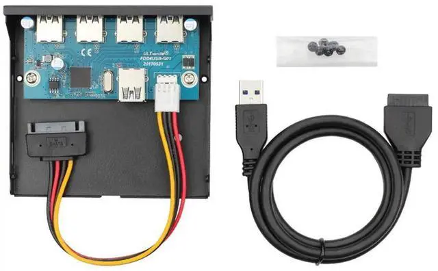 Alt view image 4 of 7 - JAENFONG USB 3.0 HUB 4 Ports Front Panel to Motherboard 20Pin Adapter with SATA Power Cable for 3.5" Floppy Bay Disk Drive Caddy