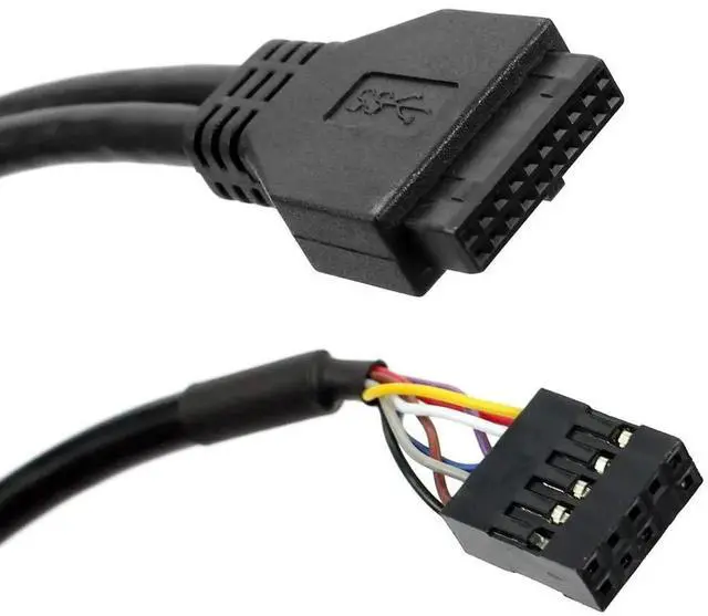 Alt view image 6 of 7 - JAENFONG  2Ports USB3.0 PC Front Panel Bracket 3.5 Floppy Bay 19Pin to USB 3.0 Hub HD Audio Earphone Mic Connector with Cable for Desktop (Black)