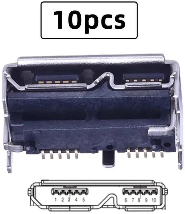 Alt view image 4 of 6 - JAENFONG Connector 10pcs Micro USB 3.0 10pin Female Socket Receptacle Board Mount SMT Type 5.2mm Height for SSD USB Hard Disk
