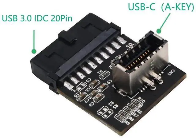 Alt view image 4 of 5 - JAENFONG USB 3.0 (3.1 Gen 2) Internal IDC 20 Pin Motherboard Header to Type E A-Key USB 3.1 20Pin Female Header Converter for Type C Panel Mount Adapter