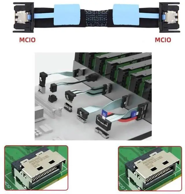 Alt view image 2 of 7 - JAENFONG fx-803 PCI-E 5.0 Mini Cool Edge IO MCIO 4X 38Pin SFF-TA-1016 Extender Cable 0.5M
