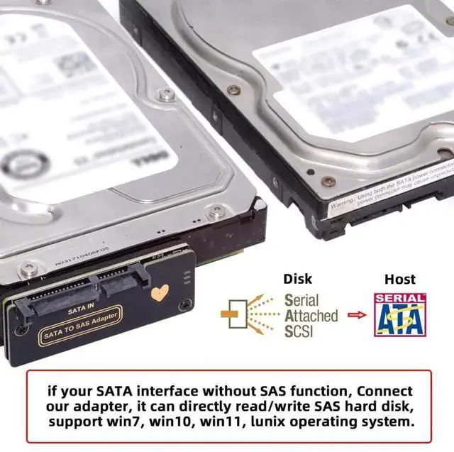 Alt view image 7 of 7 - JAENFONG SATA to SAS Adapter for 2.5/3.5" SFF-8482 SAS Hard Disks to Motherboard SATA Converter Adapter