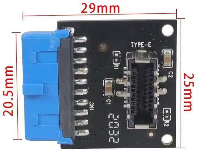 Alt view image 3 of 6 - JAENFONG USB 3.1 Front Panel Socket to USB 3.0 20Pin Header Male Extension Cable Adapter for Motherboard Card 20P USB to Type-E Connector (5 Pcs)