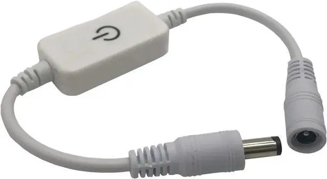 Alt view image 2 of 2 - JAENFONG LED Strip Light Dimmer Controller, Touch Switch Stepless Dimming, Single Color LED Strip Brightness Adjuster, DC 5V/12V Inline Dimmer with DC Connector white