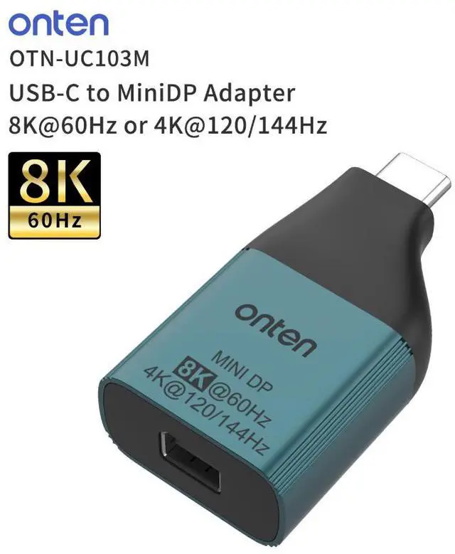 Main image of USB-C to Mini DP Adapter 8K@60Hz, Type-C to Mini DisplayPort Converter with Metal Housing, Compatible with MacBook, Laptop, Tablet, Smartphone, Monitor, Projector
