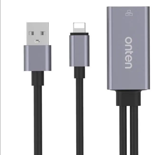 Alt view image 2 of 7 - Lightning to RJ45 Ethernet Adapter, 100Mbps Wired Network Converter with USB Port, Compatible with iPhone/iPad for Stable Internet Connection