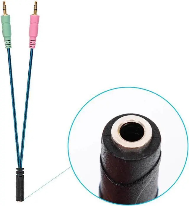 Alt view image 3 of 5 - JAENFONG Straight Plug + Adapter Cable Gaming Headset Audio Cable for SteelSeries Arctis 3 / 5 / 7 A+B