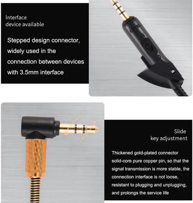 Alt view image 5 of 6 - JAENFONG 1.2m For Boss QC15 Headphone Audio Cable Braided Replacement Cable