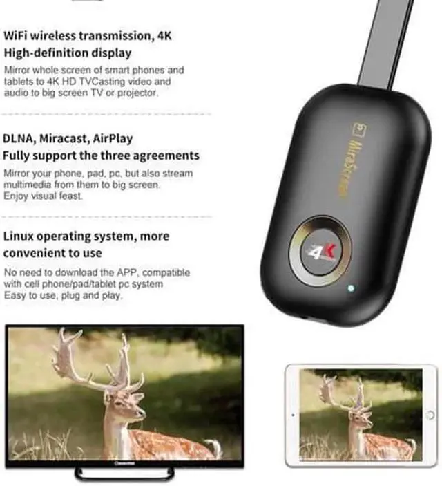 Alt view image 4 of 7 - JAENFONG Mirascreen G9 Plus 2.4G/5G 4K Wireless Wifi Display Dongle Mirroring Miracast Airplay DLNA Receiver for Android iOS