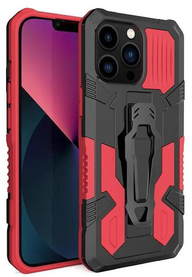 Main image of JAENFONG For iPhone 14 Machine Armor Warrior PC + TPU Phone Case red