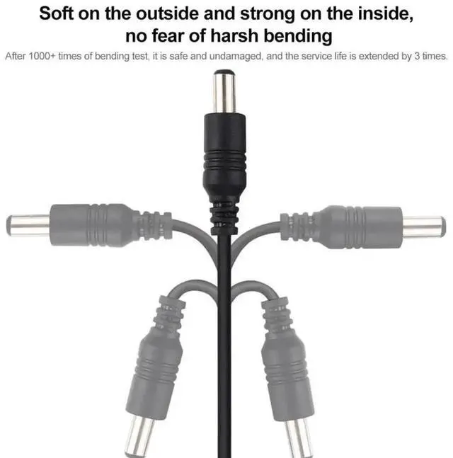 Alt view image 5 of 6 - JAENFONG 1m 22AWG 5.5 x 2.1mm Female to Male DC Power Supply Plug Extension Cable for Laptop