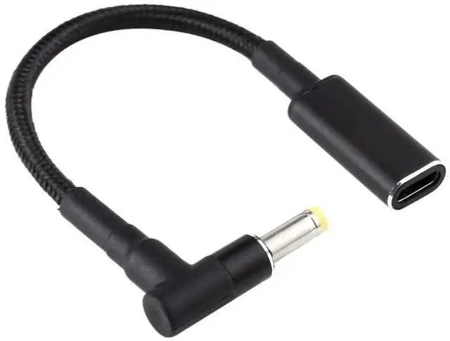 Alt view image 5 of 5 - JAENFONG PD 100W 18.5-20V 4.8 x 1.7mm Elbow to USB-C / Type-C Adapter Nylon Braid Cable