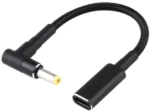 Alt view image 4 of 5 - JAENFONG PD 100W 18.5-20V 4.8 x 1.7mm Elbow to USB-C / Type-C Adapter Nylon Braid Cable