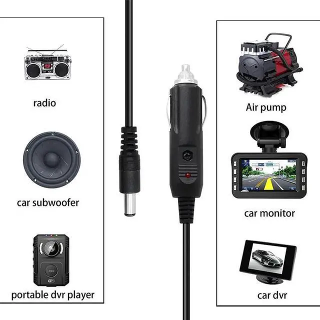 Alt view image 5 of 7 - JAENFONG 2A 5.5 x 2.1mm DC Power Supply Adapter Plug Coiled Cable Car Charger, Length: 40-140cm