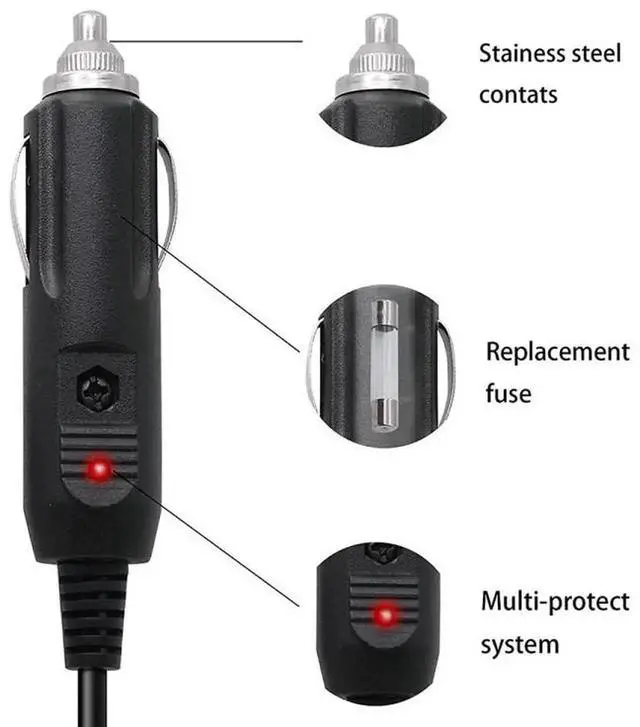 Alt view image 7 of 7 - JAENFONG 2A 5.5 x 2.1mm DC Power Supply Adapter Plug Coiled Cable Car Charger, Length: 40-140cm