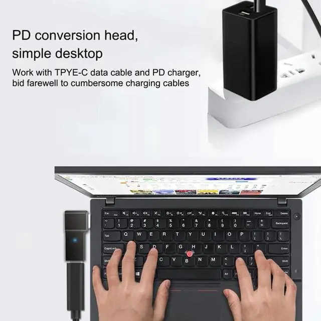 Alt view image 2 of 5 - JAENFONG 100W USB-C / Type-C Female to Big Square Computer Charging Adapter for