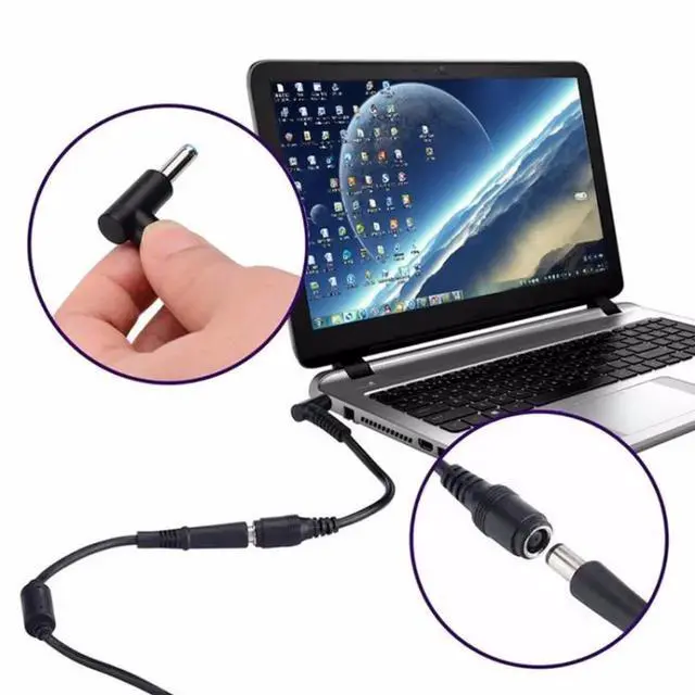 Alt view image 3 of 5 - JAENFONG 4.5 x 3.0mm Bent Male to 7.4 x 5.0mm Female Interfaces Power Adapter Cable for Laptop Notebook, Length: 10cm