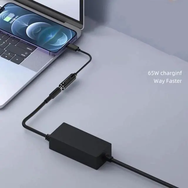 Alt view image 5 of 6 - JAENFONG USB-C / Type-C Male to Square Plug Female Nylon Braided Adapter Cable for