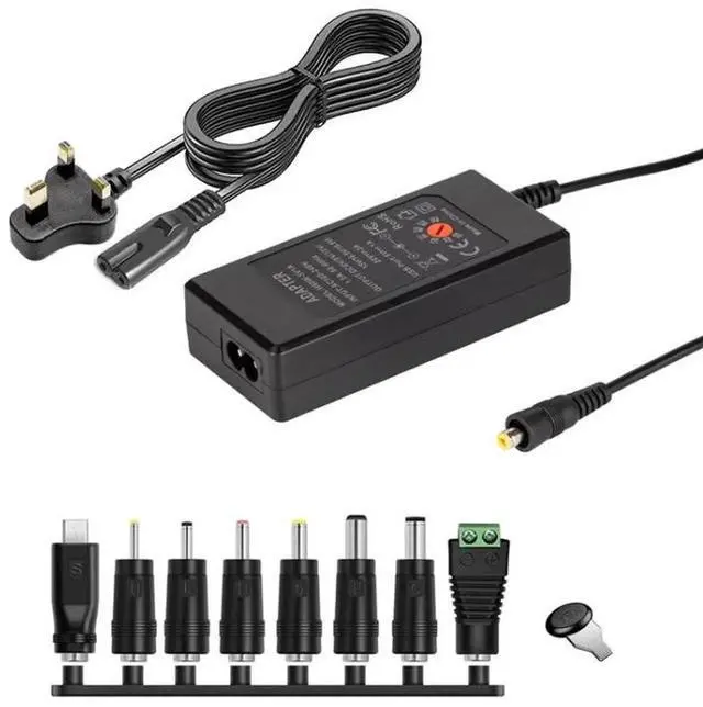 Alt view image 7 of 7 - JAENFONG 65W 6-20V Adjustable 3A DC Power Adapter Charger, Specification: UK Plug Small