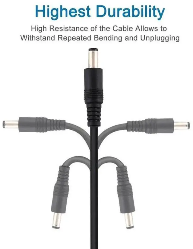 Alt view image 6 of 7 - JAENFONG 8A 5.5 x 2.1mm Female to Male DC Power Extension Cable, Length:3m 3m (Black)