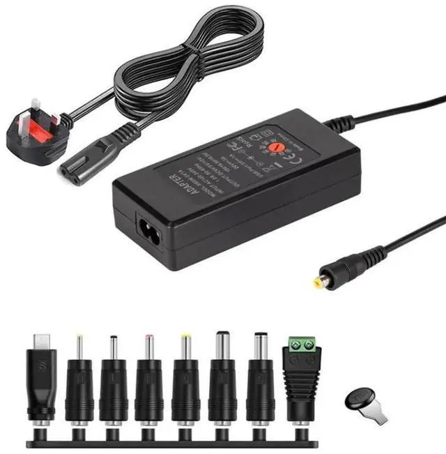 Main image of JAENFONG 65W 6-20V Adjustable 3A DC Power Adapter Charger, Specification: UK Plug Large