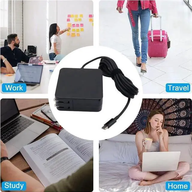 Alt view image 5 of 7 - JAENFONG 65W 20V 3.25A Notebook Square Portable Type-C Power Adapter, US Plug