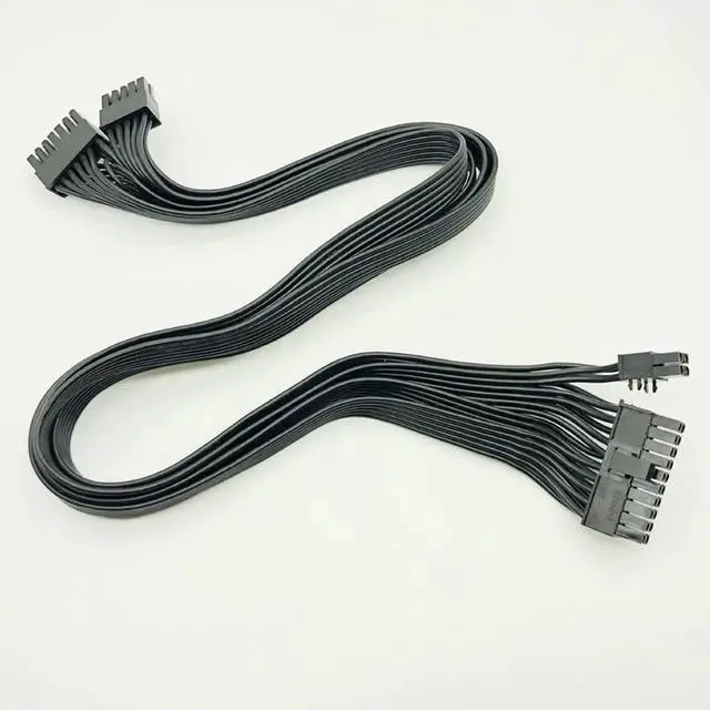 Alt view image 6 of 6 - JAENFONG 10pin+14pin to 24pin Modular Power Supply Cables Sleeved Cable Adapter ATX 24Pin for Corsair AX1200 AX1200i RM Series 18AWG 60cm