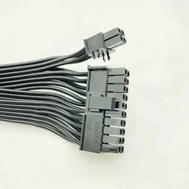 Alt view image 3 of 6 - JAENFONG 10pin+14pin to 24pin Modular Power Supply Cables Sleeved Cable Adapter ATX 24Pin for Corsair AX1200 AX1200i RM Series 18AWG 60cm