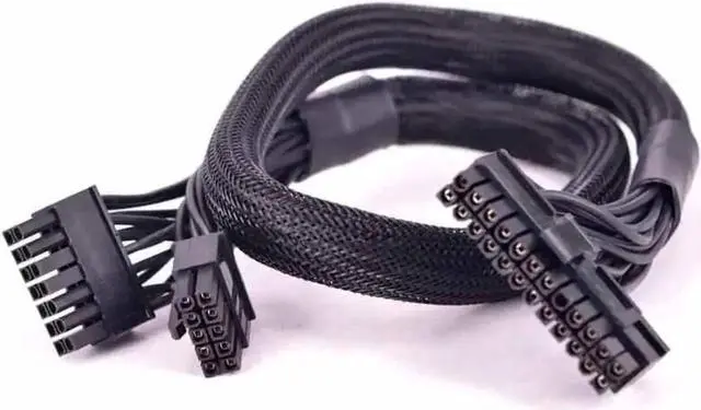 Main image of JAENFONG 10pin+14pin to 24pin Modular Power Supply Cables Sleeved Cable Adapter ATX 24Pin for Corsair AX1200 AX1200i RM Series 18AWG 60cm