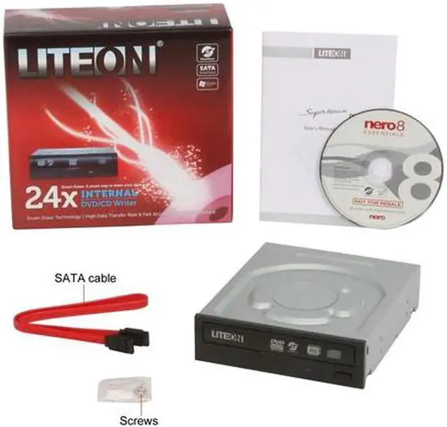 Alt view image 3 of 3 - LITE-ON CD/DVD Burner 24X DVD+R 8X DVD+RW 24X DVD-R 6X DVD-RW 16X DVD-ROM 48X CD-R 32X CD-RW 48X CD-ROM Black SATA Model iHAS324