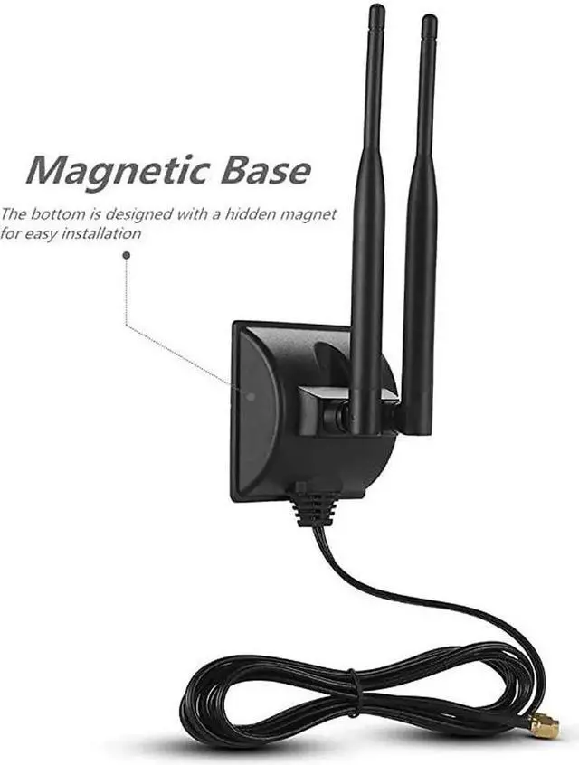 Alt view image 7 of 7 - JAENFONG WiFi Antenna with Extension Cable 6.5Ft RP-SMA Male Connector, 2.4GHz/5GHz Band Antenna Magnetic Base for WiFi Wireless Router Mobile Hotspot Signal Enhancement