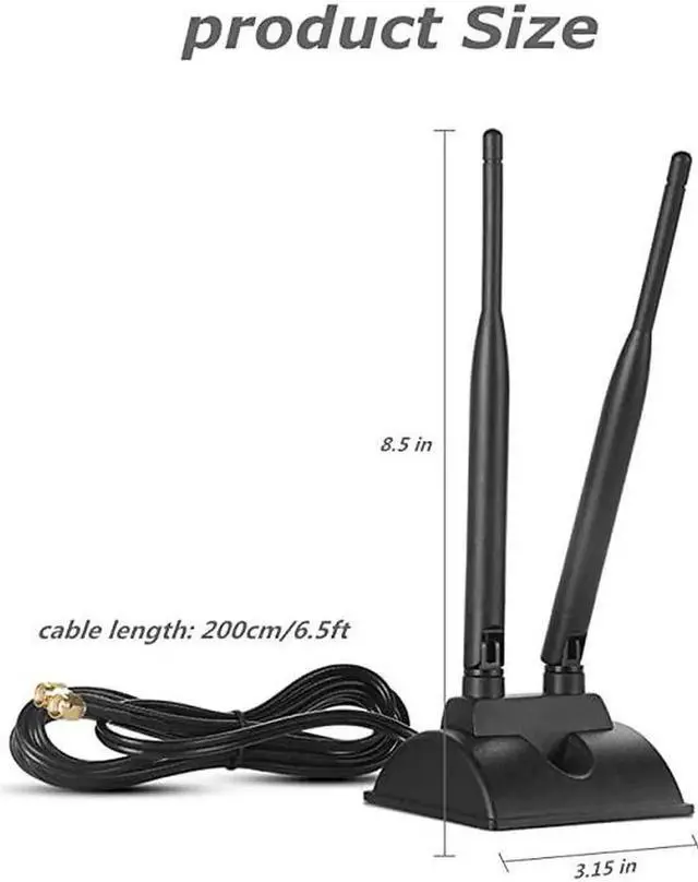 Alt view image 5 of 7 - JAENFONG WiFi Antenna with Extension Cable 6.5Ft RP-SMA Male Connector, 2.4GHz/5GHz Band Antenna Magnetic Base for WiFi Wireless Router Mobile Hotspot Signal Enhancement