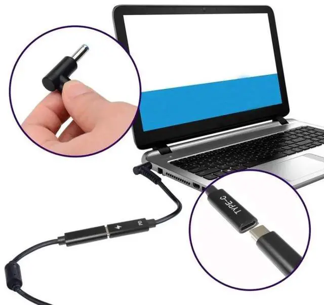 Alt view image 2 of 5 - JAENFONG DP 5.5 x 1.7mm to Type-C Female Power Adapter Charger Cable (Black)
