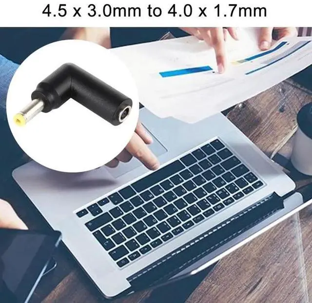 Alt view image 3 of 5 - JAENFONG 10 PCS 4.5 x 3.0mm Female to 4.0 x 1.7mm Male Plug Elbow Adapter Connector
