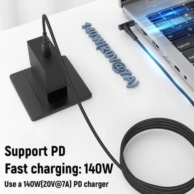 Alt view image 2 of 7 - JAENFONG 1.8m 140W Type-C to DC Laptop Charging Cable, Model:DC5.5x2.1mm 28V5A