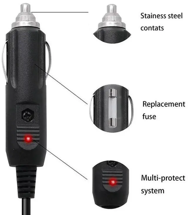 Alt view image 2 of 3 - JAENFONG 2A Car 4.0 x 1.7mm Power Supply Adapter Plug Coiled Cable Car Charger, Length: 40-140cm
