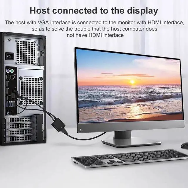 Alt view image 7 of 7 - JAENFONG HDMI-VGA 1080P VGA Male to HDMI Female Converter with 3.5mm Audio Cable