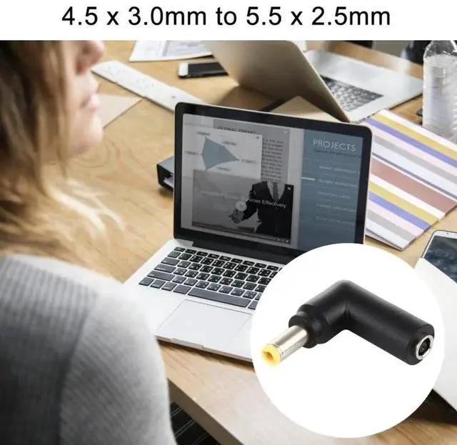 Alt view image 3 of 5 - JAENFONG 10 PCS 4.5 x 3.0mm Female to 5.5 x 2.5mm Male Plug Elbow Adapter Connector