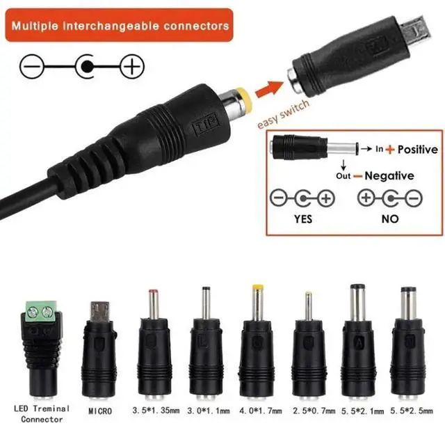 Alt view image 3 of 7 - JAENFONG 65W 6-20V Adjustable 3A DC Power Adapter Charger, Specification: EU Plug