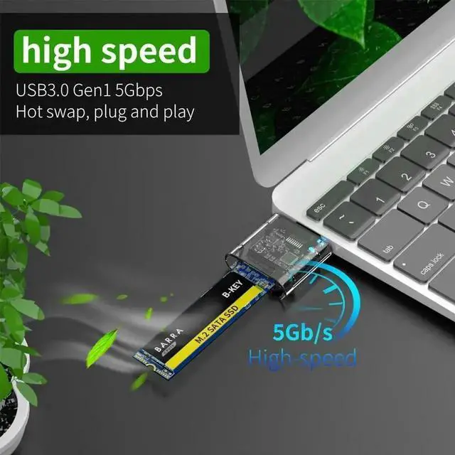 Alt view image 3 of 4 - M2 SSD Case M.2 to USB3.0 Gen 1 5Gbps High-speed SSD Enclosure for SATA M.2 NGFF Cases for PC Accessories Laptop External