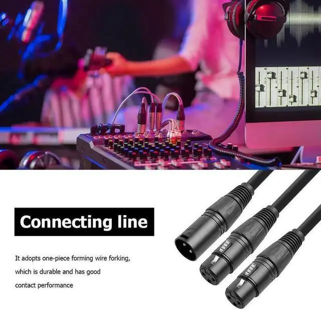 Alt view image 3 of 3 - 50cm 3Pin XLR Male To Dual XLR Female Y-Splitter Cable 3Pin XLR Splitter Male To 2 Female Cable XLR Y Splitter Cable