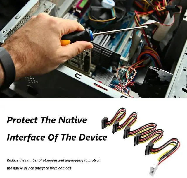 Alt view image 3 of 3 - SATA 3.5/2.5 inch 1 to 5 SATA Hard Drive Power Supply Splitter Cable Cord 18AWG