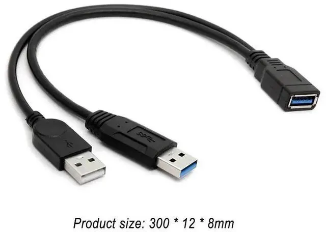 Alt view image 4 of 4 - Data Y Extension Splitter Cable USB 3.0 to Dual USB Extra Power Data Extension Cable for 2.5 inch External HDD