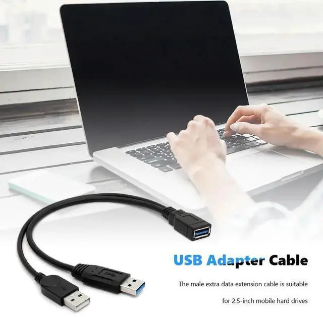 Alt view image 2 of 4 - Data Y Extension Splitter Cable USB 3.0 to Dual USB Extra Power Data Extension Cable for 2.5 inch External HDD