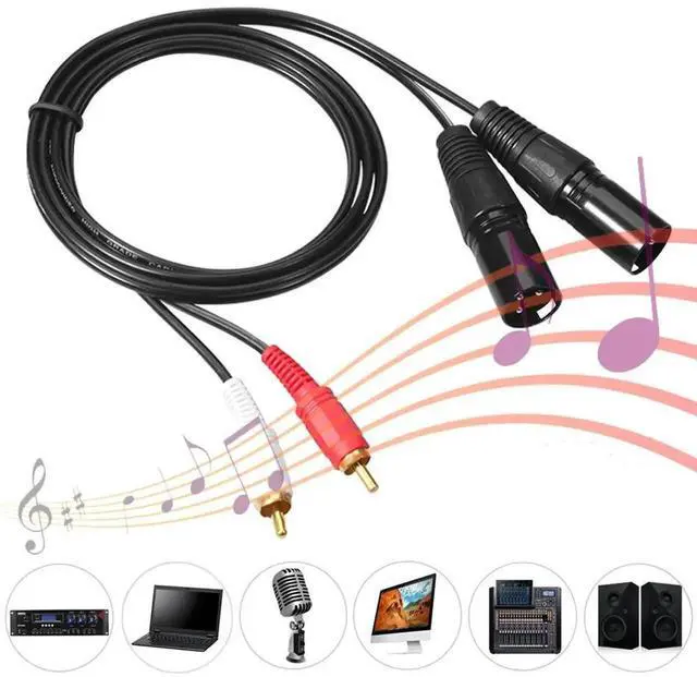 Alt view image 3 of 3 - 2 RCA Male To Dual XLR Male Audio Cable Professional HIFI Stereo Audio Cable for Microphone Mixer Headphone Amplifier
