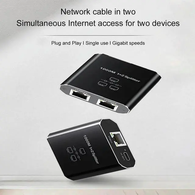 Alt view image 2 of 3 - Ethernet Splitter 1 To 2 1000Mbps Internet Cable Splitter Gigabit RJ45 LAN Network Extension for Cat8/7/6/5e/5 Cable