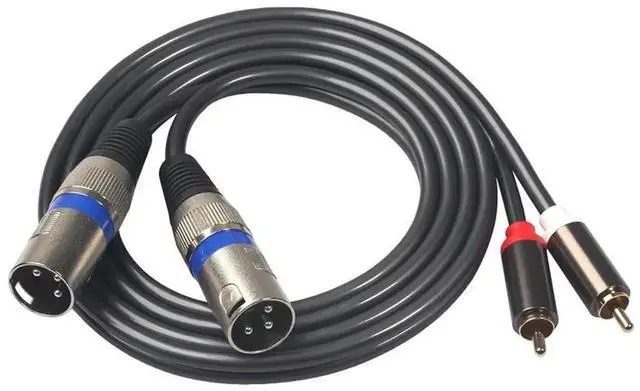 Alt view image 3 of 4 - Dual XLR Male To Dual RCA Male Audio Line 1.5m/4.9ft Audio Cable Adapter Wire Black for Microphone Mixer Headphone Amplifier