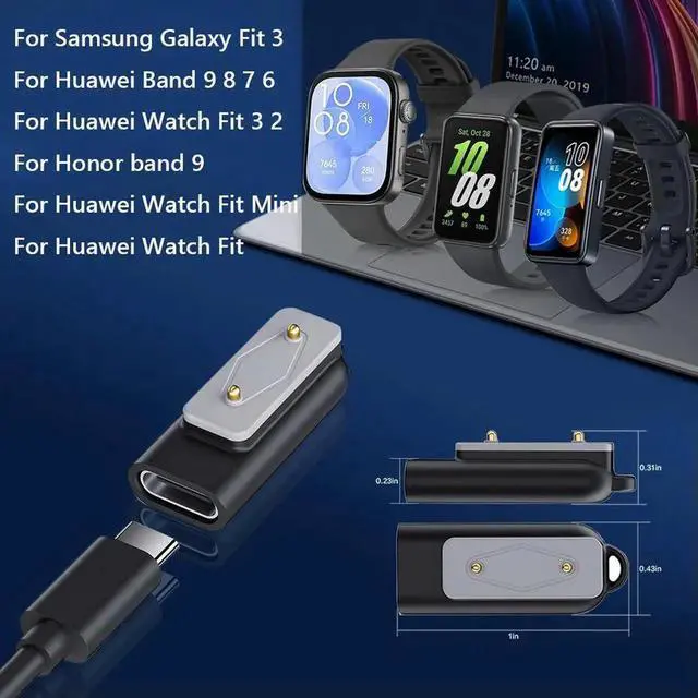 Alt view image 3 of 3 - Type C Charger Adapter Right Angle Charging Cable Converter Magnetic Type C Adapter Watch Charger for Galaxy Fit 3
