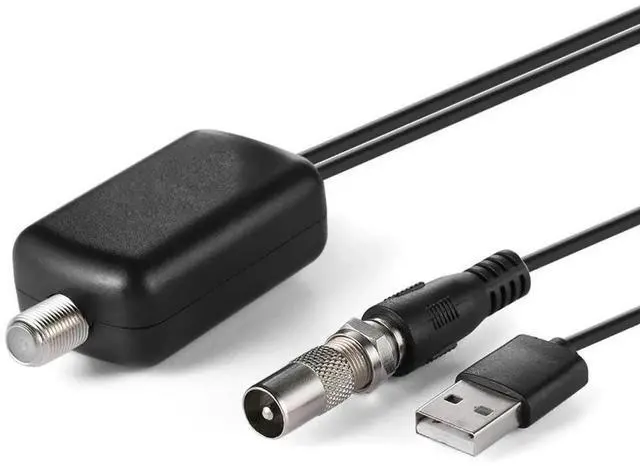 Alt view image 2 of 3 - HDTV Signal Amplifier Professional Indoor HD Digital TV Antenna Amplifier Low Noise 25dB High Gain Adapter with USB Power Supply